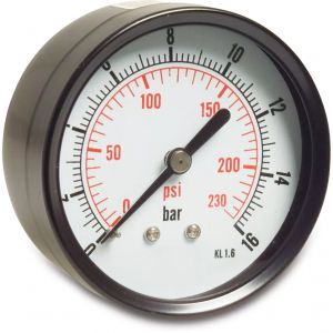 Profec manometer met achteraansluiting, droog, 50 mm, 0 - 6 bar